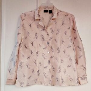 Hillard And Hanson Soft Pink 100% Silk Blouse Size Large